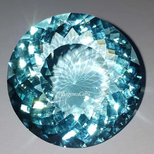 85 Carat Aquamarine Round Shape Glass Field Loose Gemstone Faceted Gemstone AAA Quality Huge Aquamarine Loose Gemstone 32x32x16 mm
