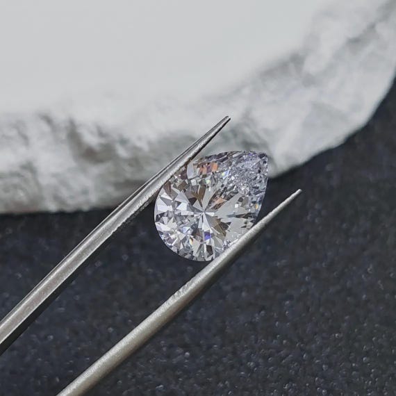 14x10mm 5 PC White Zircon Gemstone Pear Faceted Loose Stone for