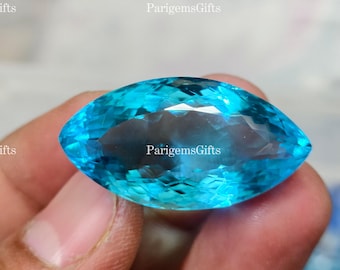 51.10 Ct Light Blue Topaz Marquise Shape Lab Created Glass Filled Topaz Loose Gemstone