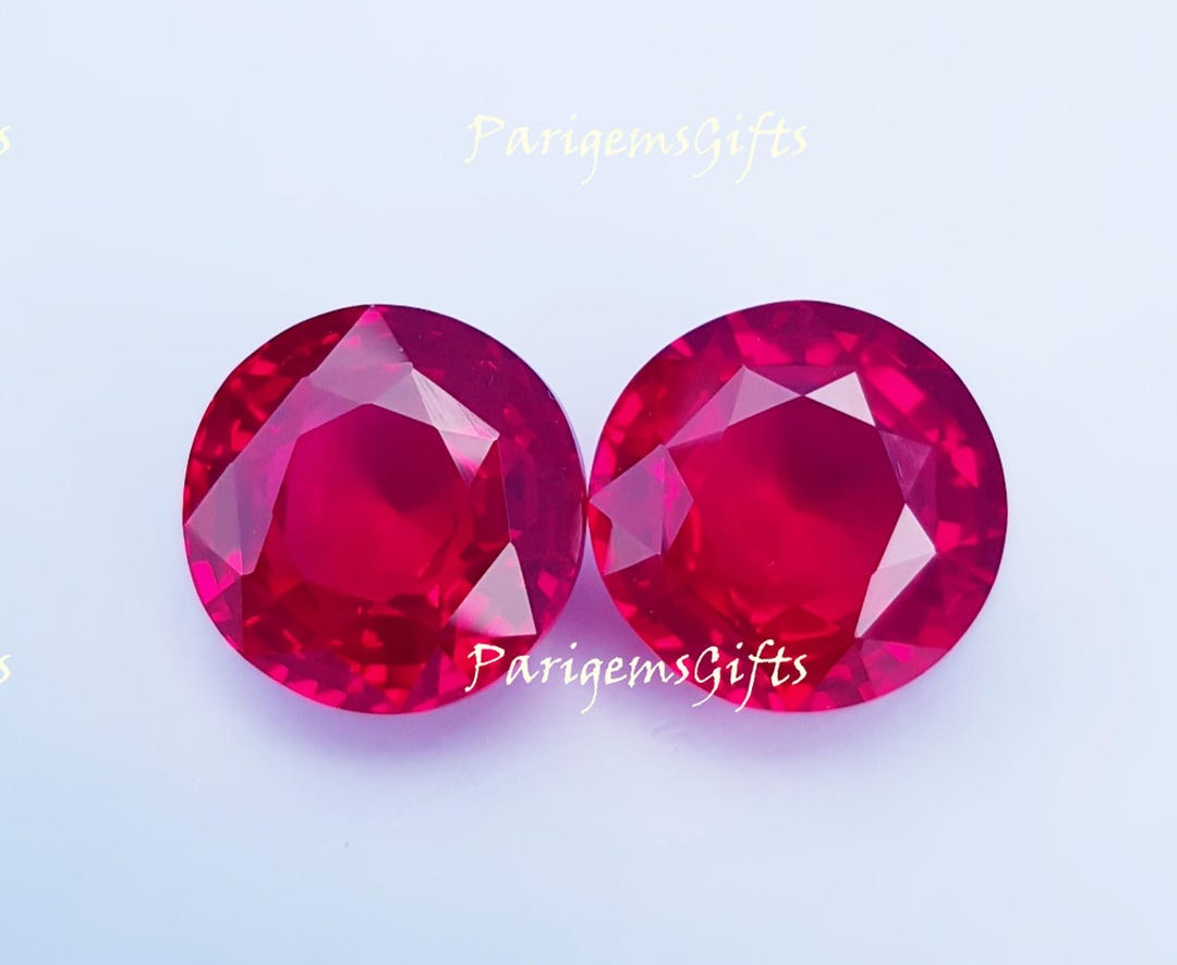 Certified Red Ruby Pair: Round Gemstones for Jewelry Making - Etsy
