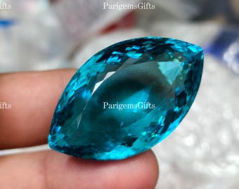 92 Ct Blue Topaz Loose Gemstone: Marquise Cut Jewelry Stone