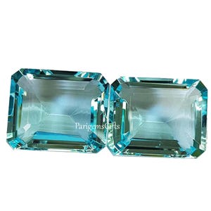 100 Carat Aquamarine Emerald Shape Glass Field Loose Gemstone Faceted Gemstone AAA Quality Huge Aquamarine Loose Gemstone 26x22x12 mm