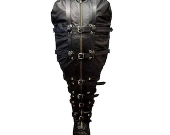 Real Leather Sleep Sack Body Bag – Extendable Straitjacket with D-Rings