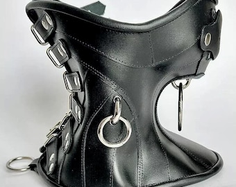 Steampunk Real Leather Posture Collar Neck Corset | Premium Bondage Mask Model