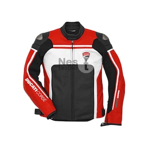 Nouveau Ducati Corse C6 Blouson moto/moto en cuir de vachette véritable avec protections approuvées CE, nouveau modèle 2025