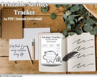 Piggy Bank Savings Tracker Printable | Money Savings Goal Sheet ...