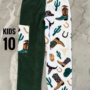 Western Cowboy Beach Towel Pants: Kids Size 10 Cotton Terry