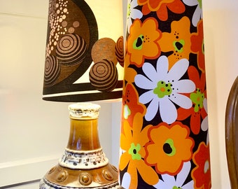 Tall CONE Mid Century Retro 60s 70s Vintage Fabric Lampshade options