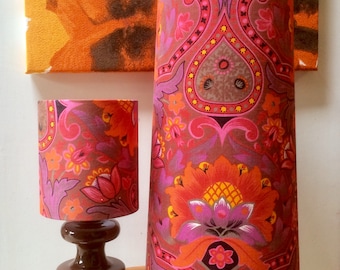 Funky 60s 70s GROOVY Hippy Trippy Pink Brown Purple vintage fabric Lampshade