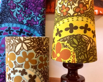 Groovy Purple Brown Flower Power Lampshade In 60s 70s CARNABY Textra Vintage  Fabric