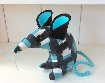 Funky Blue Geo Geoff Retro Mouse abstract 50s 60s vintage fabric