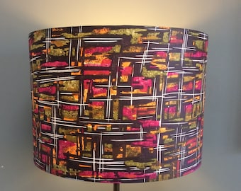 Bright Neon like Abstract 50s Retro Lampshades in Vintage Fabric