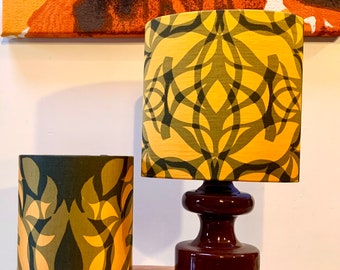 Mid Century Retro Style Lampshade in Melanie An Orange Green Geometric Vintage fabric from Bernard Wardle