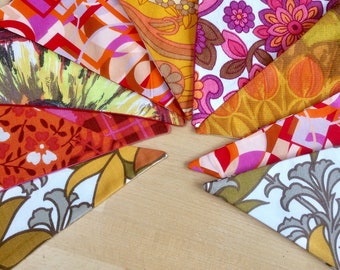 Bright HOT Tropical Pink Orange Yellow Retro Bunting with Funky 60s 70s Vintage fabric