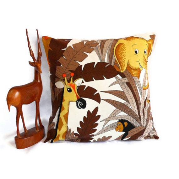 Items similar to Retro Childs Nursery cushion wild animal Jungle 70s