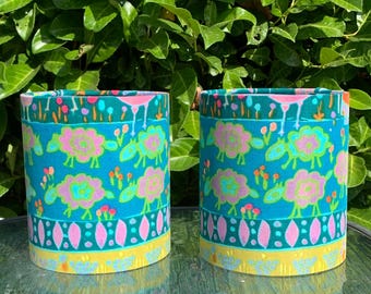 Quirky 60s 70s Retro Blue Pink Yellow RARE BO PEEP Jonelle Vintage Fabric Lampshade