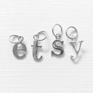 ONE Sterling Silver Letter Charm LOWER CASE Initial Alphabet Small Pendant Typewriter Font Jewelry Making Personalized Metal About 13mm Qty1