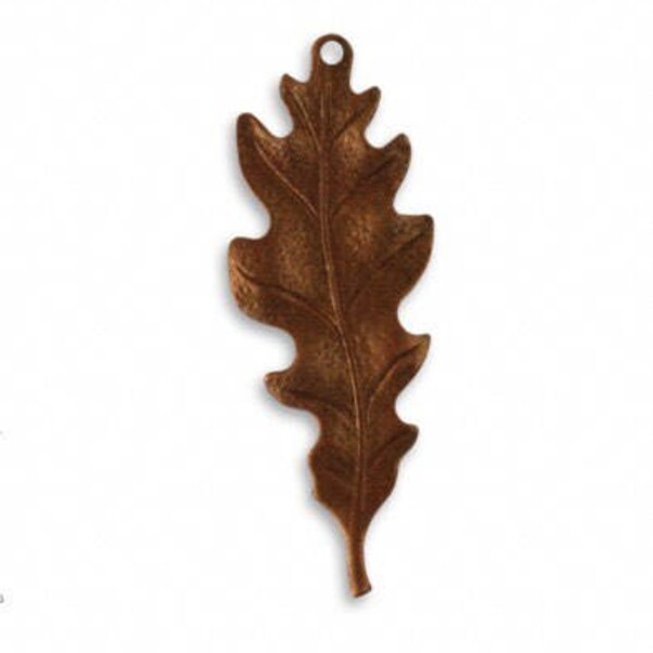 Vintaj Copper Leaf Charm Drop Dangle Pendant Oak Taliesin Leaf 39.5 x 15mm Qty 1