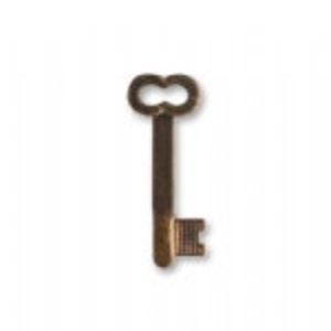 Vintaj Brass 23x8mm Secret Key Charm Skeleton Key Charm Brass Qty 1