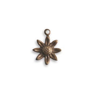 Vintaj Brass Ox 11mm Tiny Sunflower Flower Charm Antiqued Brass Qty 1