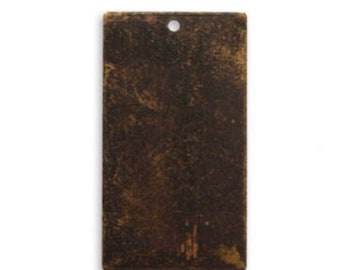 Vintaj 32x18mm Antiqued Brass Ox Rectangle Metal Stamping Blank with Hole Altered Blank Tag Etching DIY Jewelry 26g Aged Qty 1