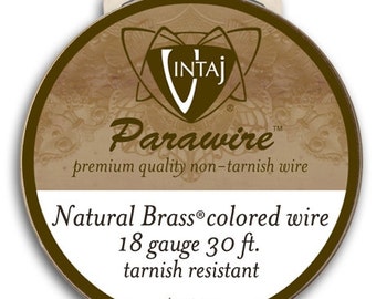 ANTIQUED BRASS 18g Wire Vintaj Parawire Non-Tarnish Oxidized Brass Ox Color DIY Jewelry Supplies Spool Craft 18 Gauge Qty 1 roll (30 feet)