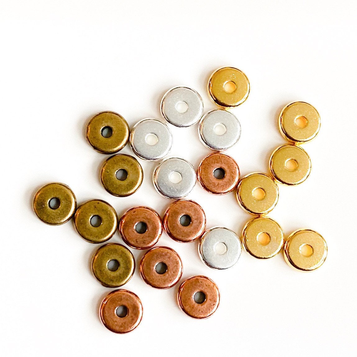 25 Bright Silver 5mm Disk Spacer, TierraCast Contemporary Heishi Beads