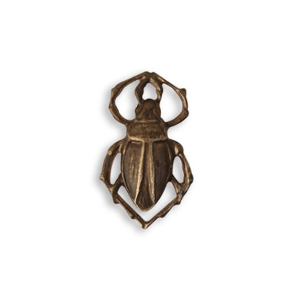 Vintaj Antiqued Brass Ox Small Scarab Charm Egyptian Beetle Charm Connector Focal Pendant Bug Insect Charm 18x11mm Qty 1