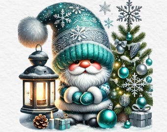 Christmas Gnomes Clipart • 25 PNG, Winter Holiday Graphics