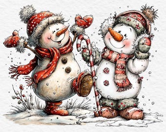 Whimsical Christmas Snowman Clipart 30 png