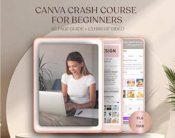 Curso intensivo de Canva para principiantes / Guía de 65 páginas, derechos de reventa (PLR + MRR)