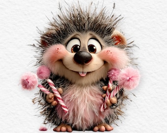 Quirky  Christmas Hedgehog Clipart: Festive Winter Designs (30 PNG )