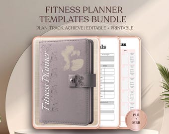 Pacchetto di modelli per pianificatori di fitness / PLR MRR modificabili e stampabili / Diritti di rivendita inclusi