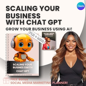 Scaling Your Business with ChatGPT PLR eBook | Editable Canva Guide with Bonus Planner and Resell Rights