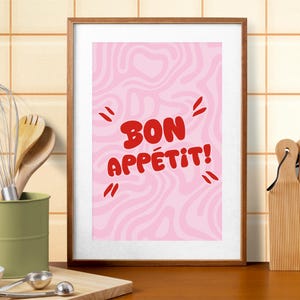 Poster da cucina "Bon Appétit" - Divertente decorazione da parete per la cucina, poster con tipografia audace, stampa con citazione sul cibo francese, download digitale