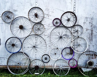 Handmade bicycle fence with swinging gate