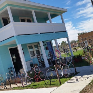 Handmade bicycle fence with swinging gate image 3