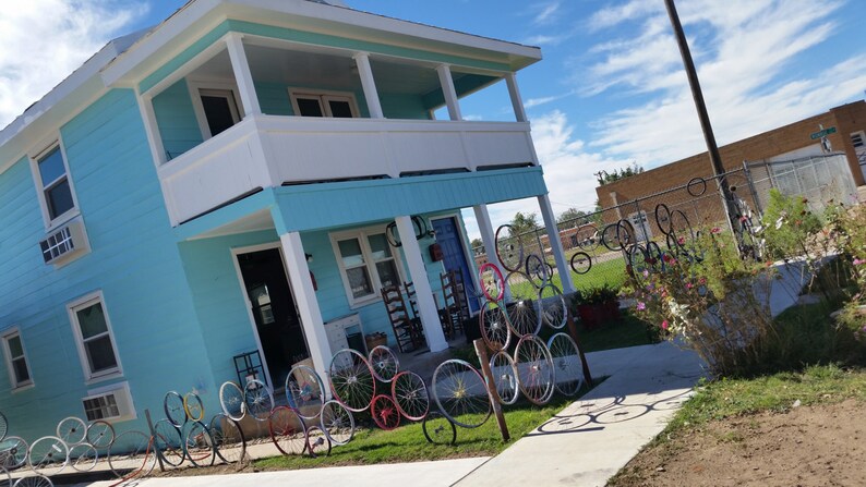 Handmade bicycle fence with swinging gate image 3