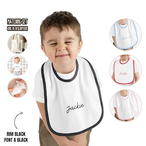 Custom Name Baby Bib Personalized Design Infant Bib Soft Cotton Gift for Baby Shower Newborn Toddler Matching Outfit Set Custom Baby Gift