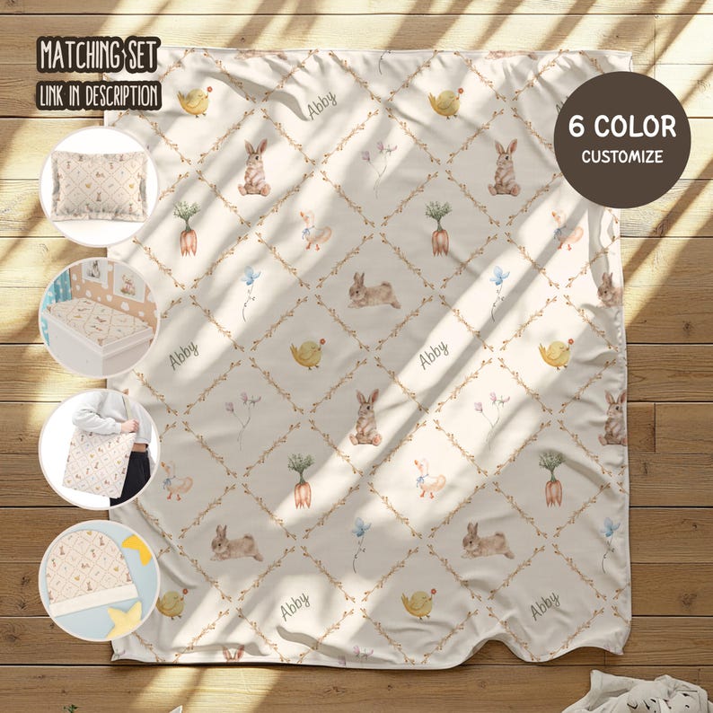Personalized Bunny Blanket Custom Name Baby Rabbit Blanket for Boy Girl ...