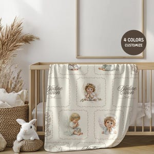 Personalized Baby Angel Blanket Custom Name Baby Blanket For Boy Girl Toddler Kids Adult Sherpa Plush Fleece Throw Gift Baby Shower Birthday