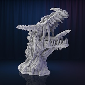 Undead Dragon Head, Pre Supported and Unsupported, Undead Dragon horror 3D Printing, Statue STL, Undead Digital STL, Stl 3D model design