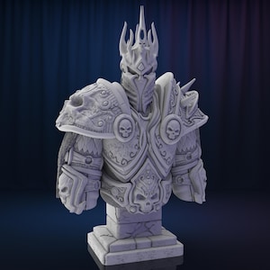 Lich King Bust, Pre Supported and Unsupported, Wow Stl File 3D Printing, Statue STL, Wow Lich Digital STL, Wow Game Stl 3D model stl design