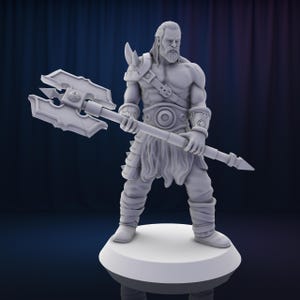 Old Kratos STL | God of War Fan Art 3D Print Model with Leviathan Axe | Norse Mythology Warrior Statue | Pre-Supported Resin Figure Download