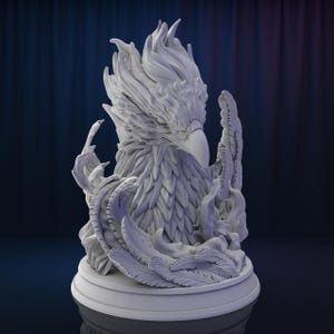 Phoenix Mythical Bird Bust STL | Fire Spirit Fan Art 3D Print Model | Fantasy Flame Creature Resin Statue | Pre-Supported Decorative STL