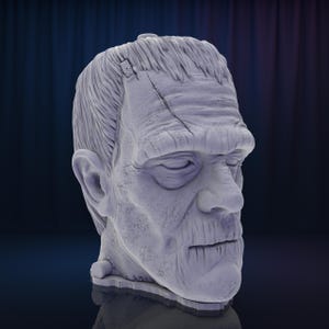 Frankenstein Monster Head Bowl, Pre Supported and Unsupported, Stl File 3D Printing, Digital Statue 3d STL, Frankenstein Stl 3D model design