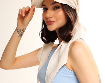 Breathable Linen Bandana with Visor | Pre-Tied Summer Headscarf for Women | Lightweight Head Wrap for  Hot Weather | Gift for Her