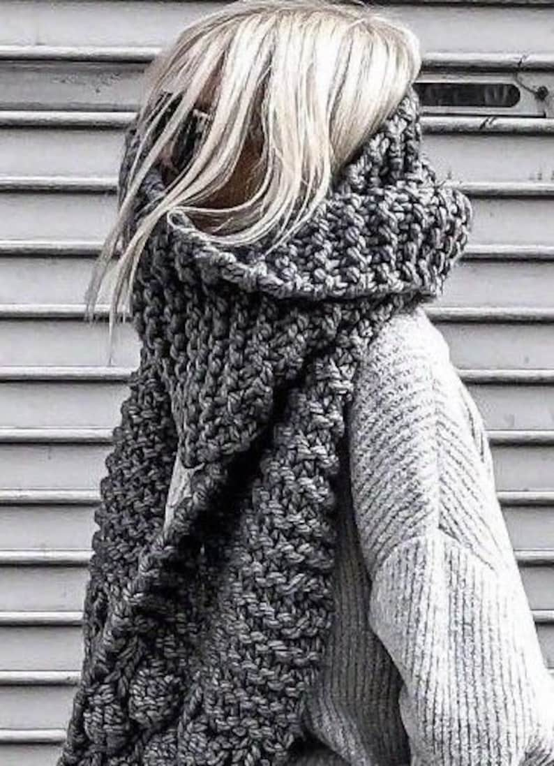 Luxurious extra long hand knitted scarf, shawl, shoulder wrap, neck warmer puff pom pom scarf CUSTOM COLORS Made to Order image 5