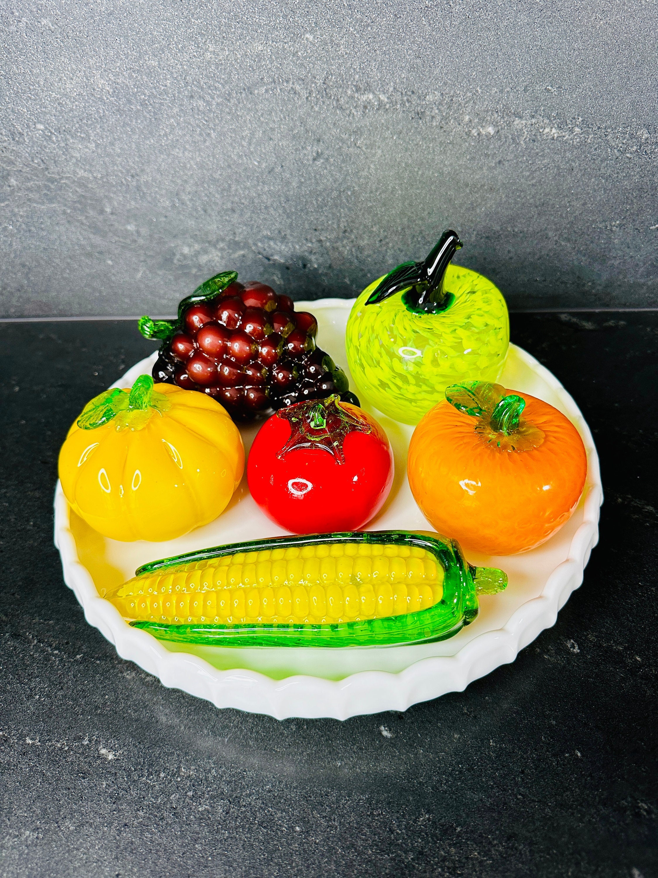 ヴィンテージガラスフルーツ、野菜、良好な状態、ヴィンテージ手吹き 