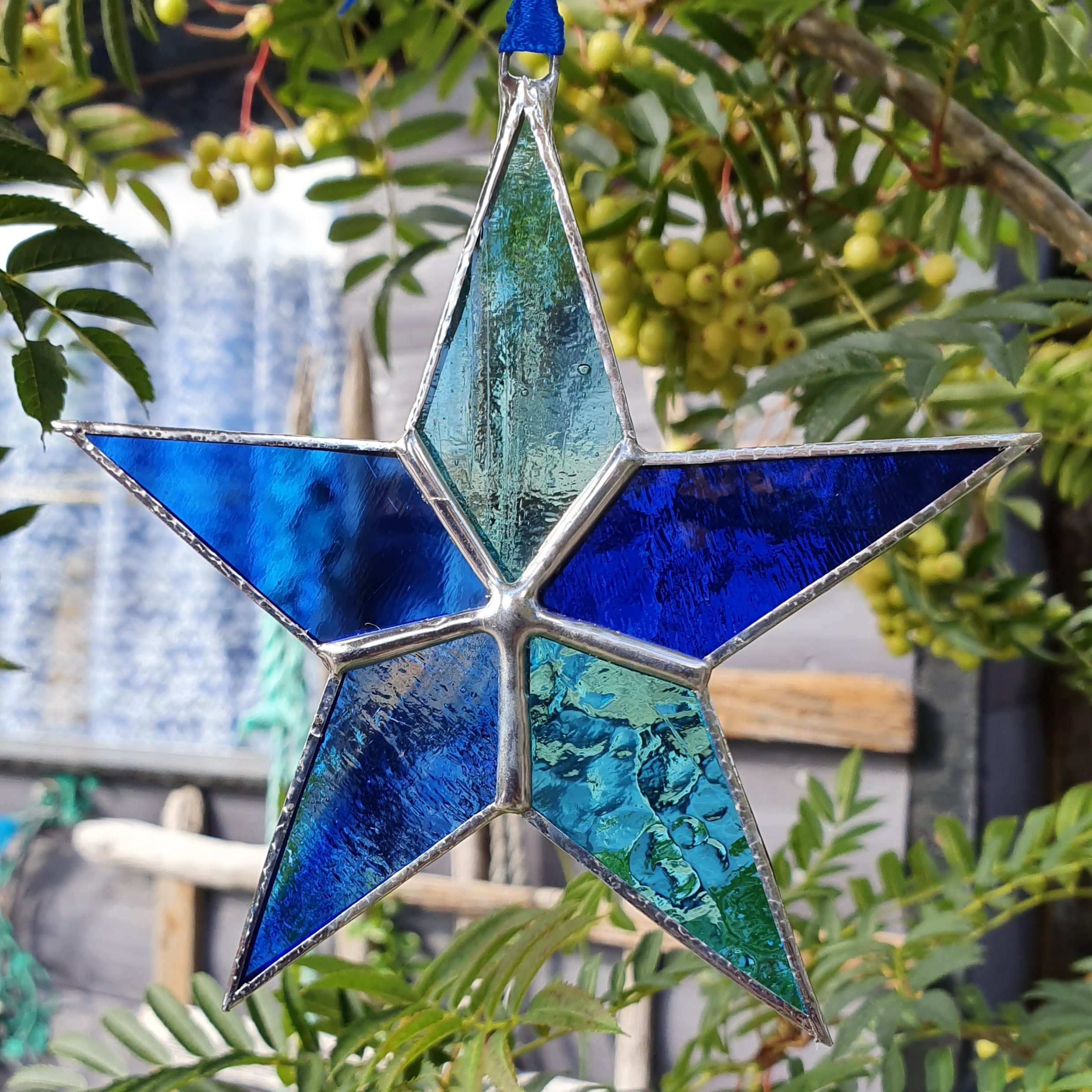 EARNDALE ORIGINAL Stained Glass Star Top Quality Suncatcher Patchwork…